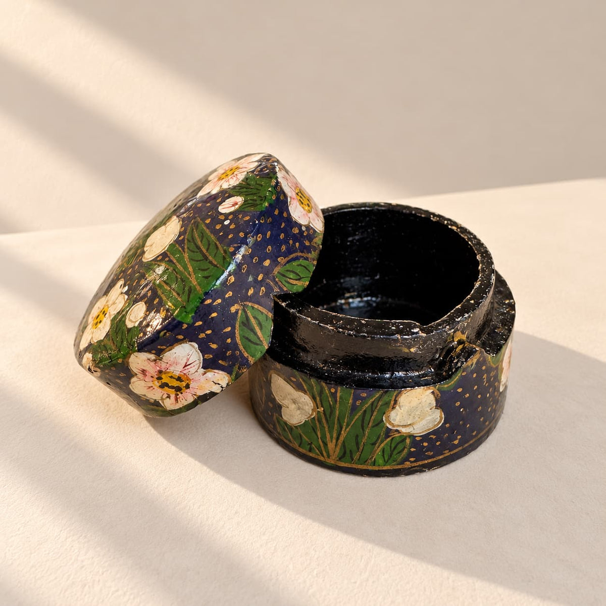 Lucky Find: Mini Papier-Mâché Trinket Box, Navy Floral