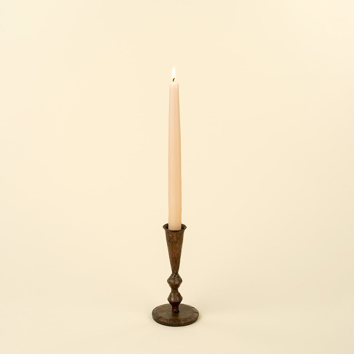 Antique Bronze Zigzag Candlestick, Small