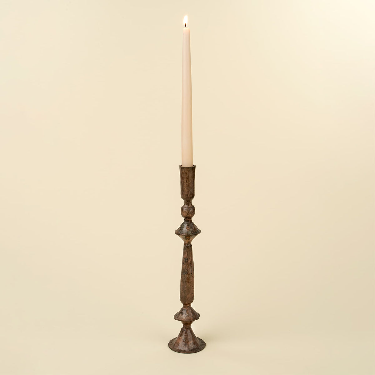 Antique Bronze Taper Candlestick, Large