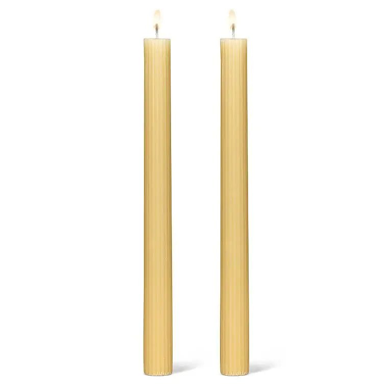 Butter Yellow Ridged Taper Candle - Petite Thuet & Co.