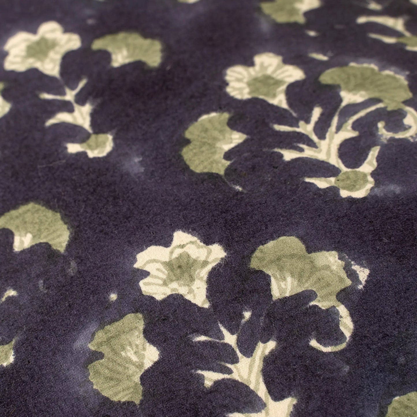 Midnight Blue Floral Block Print Pillow