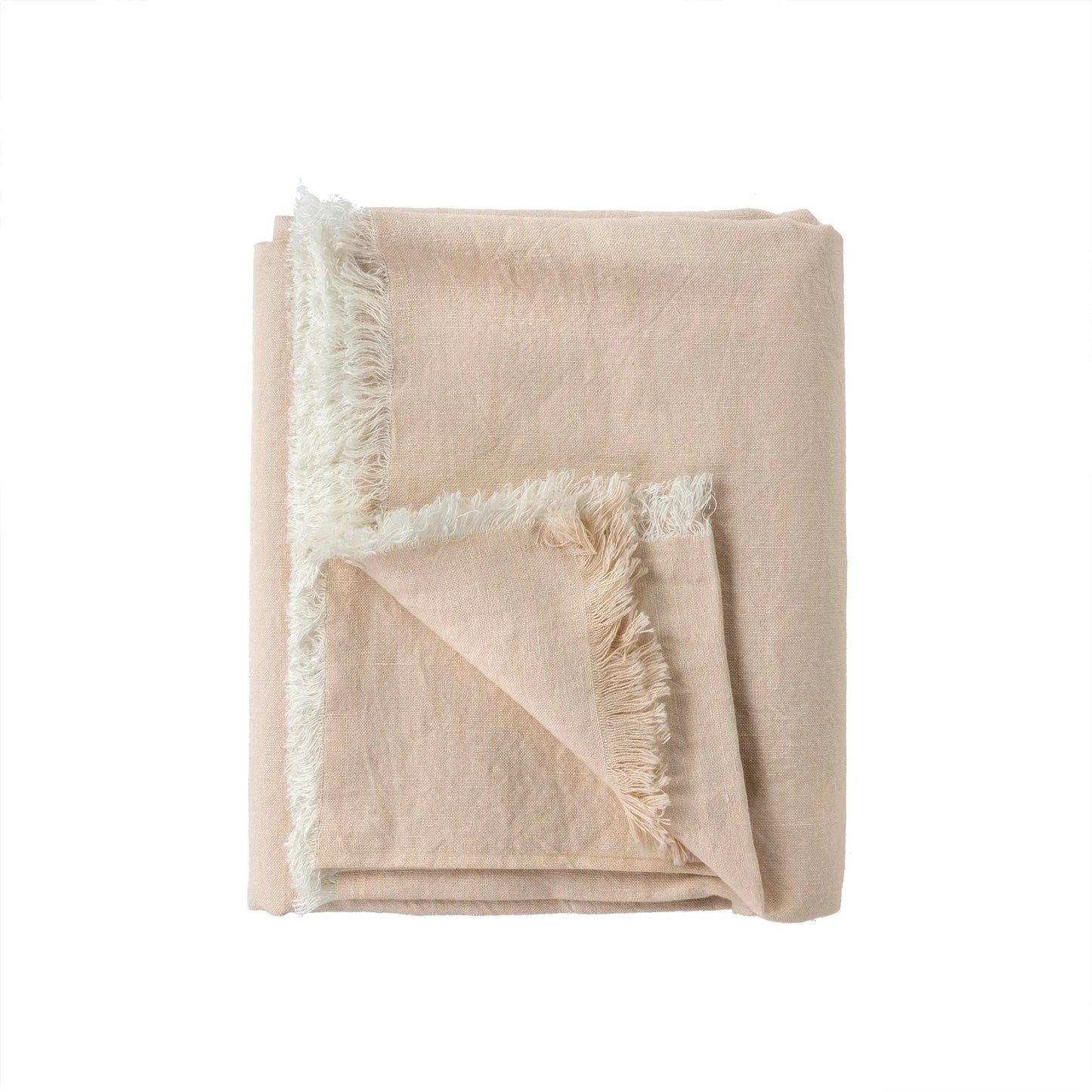 Frayed Edge Linen Tablecloth, Blush Pink - Petite Thuet & Co.
