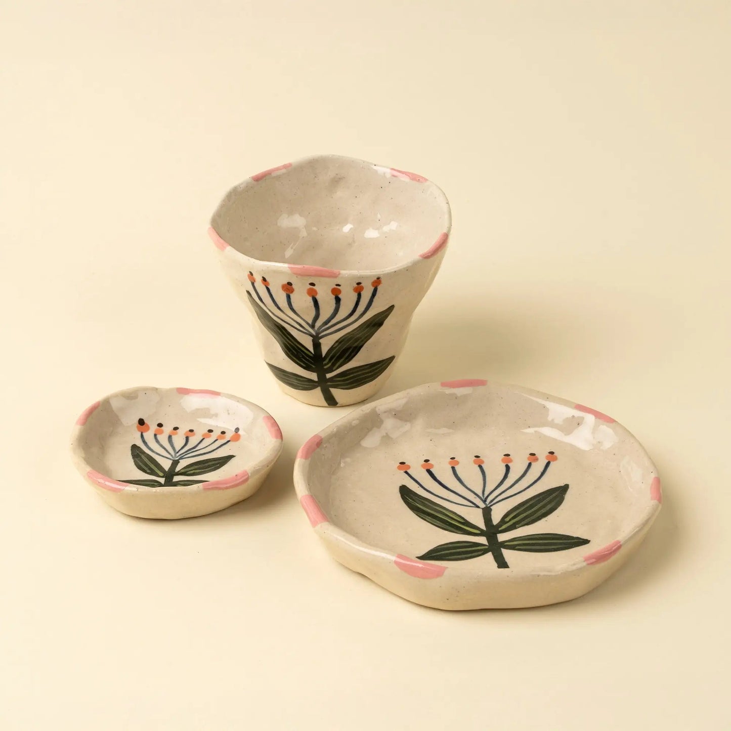 Lotus Flower Hand-Painted Pottery Cup - Petite Thuet & Co.