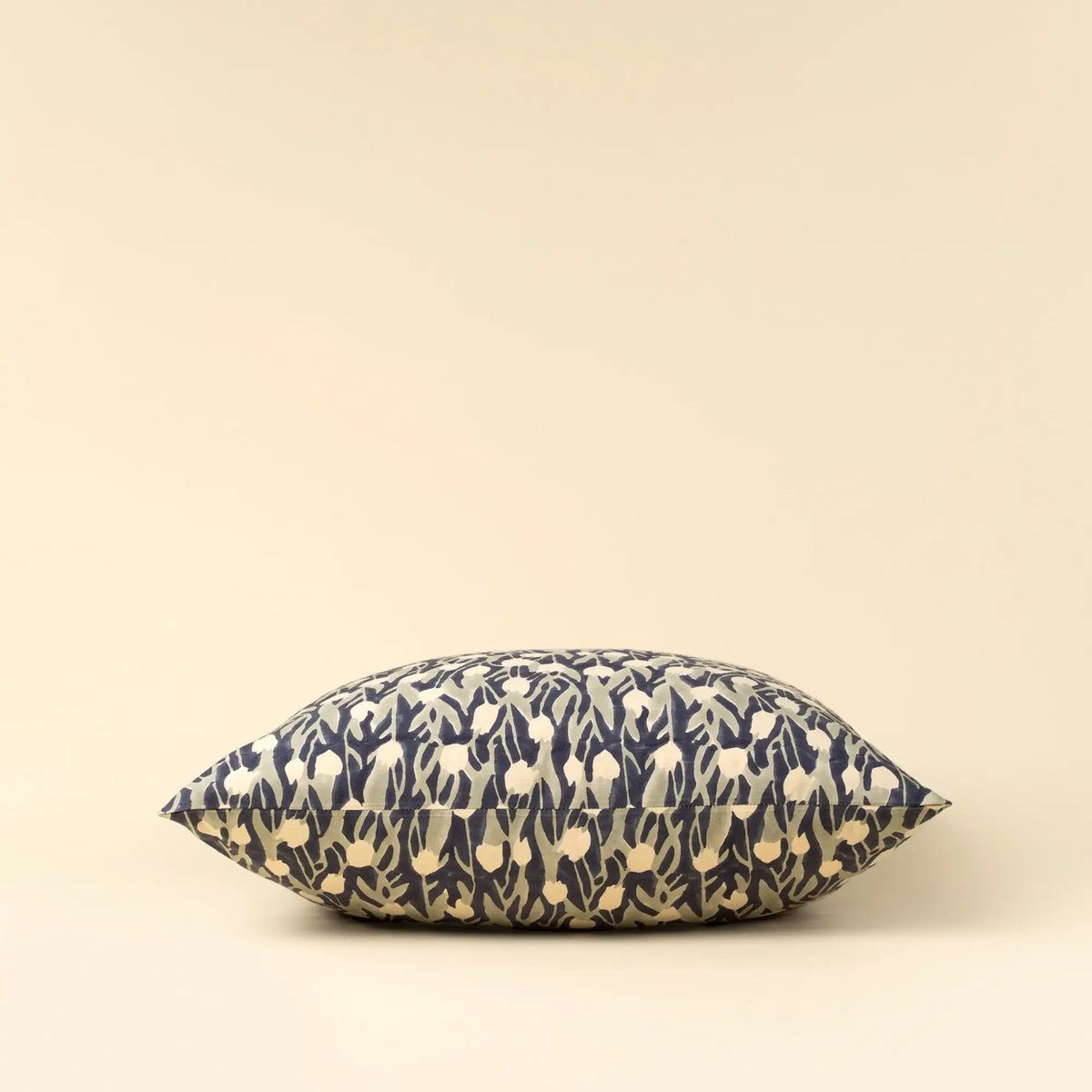 Midnight Blue Botanical Block Print Pillow - Petite Thuet & Co.