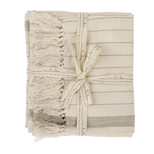 Pinstripe Hammam Hand Towels, Grey – Set of 2 - Petite Thuet & Co.