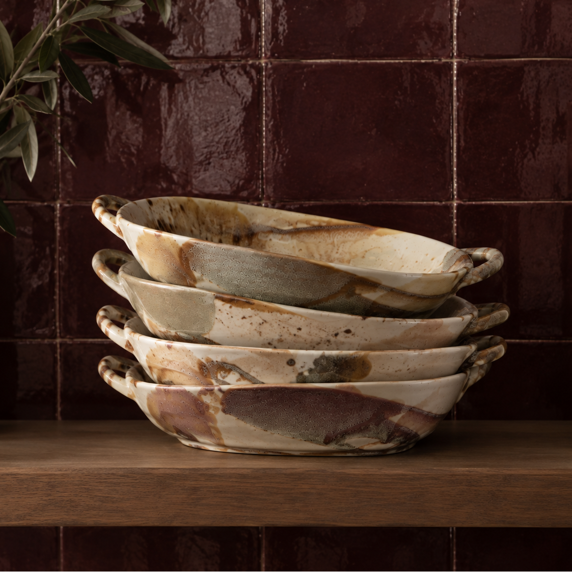 Oval Stoneware Baking Dish With Handles