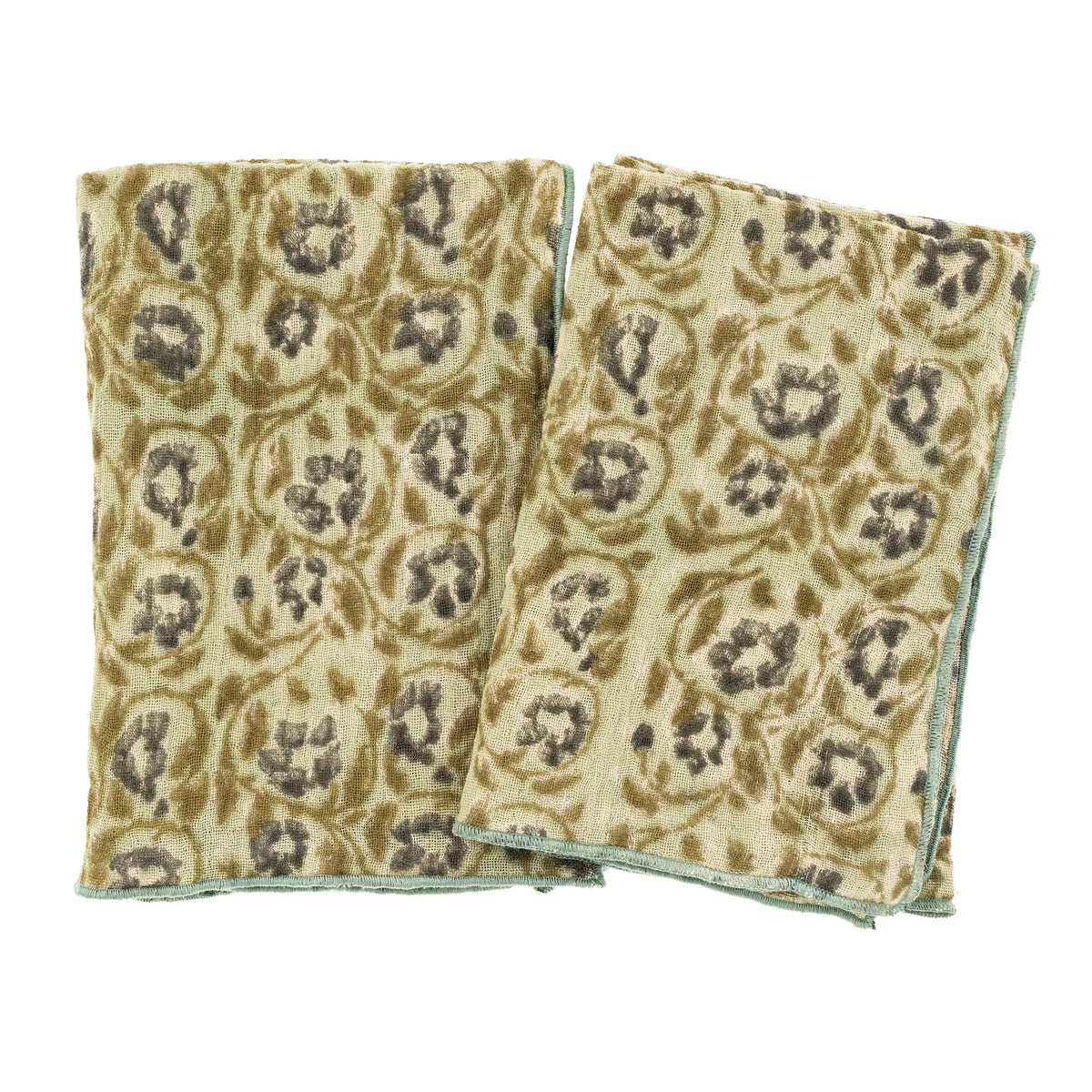 Sage & Charcoal Block Print Tea Towels – Set of 2 - Petite Thuet & Co.