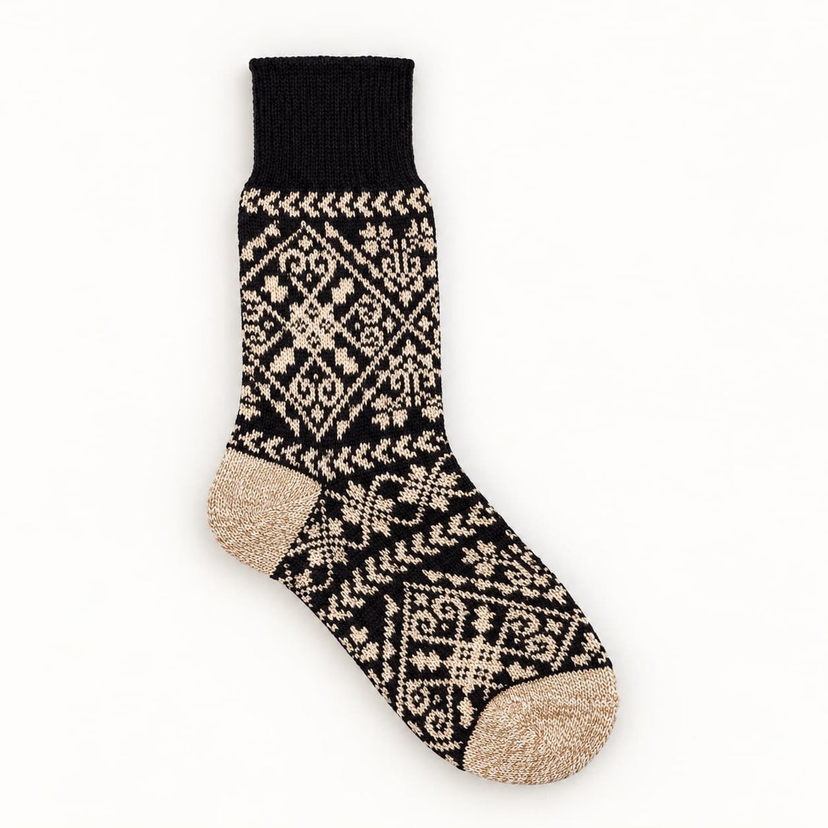 Fair Isle Knit Socks with Merino Wool, Medium