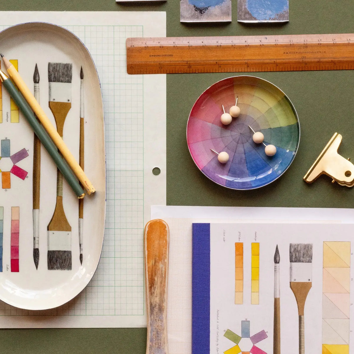Small Enamel Tray, Vintage Colourwheel