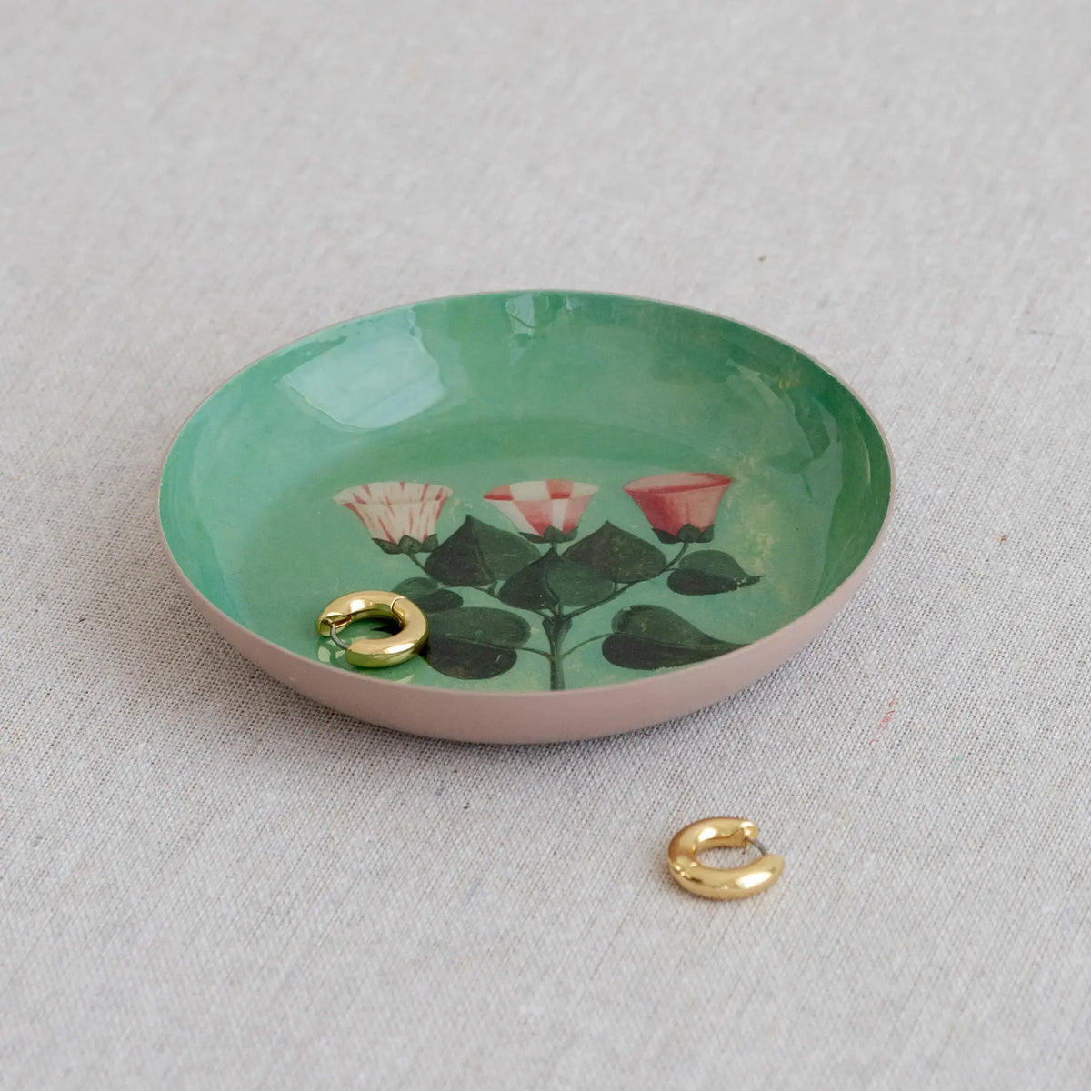 Small Enamel Tray, Vintage Florals