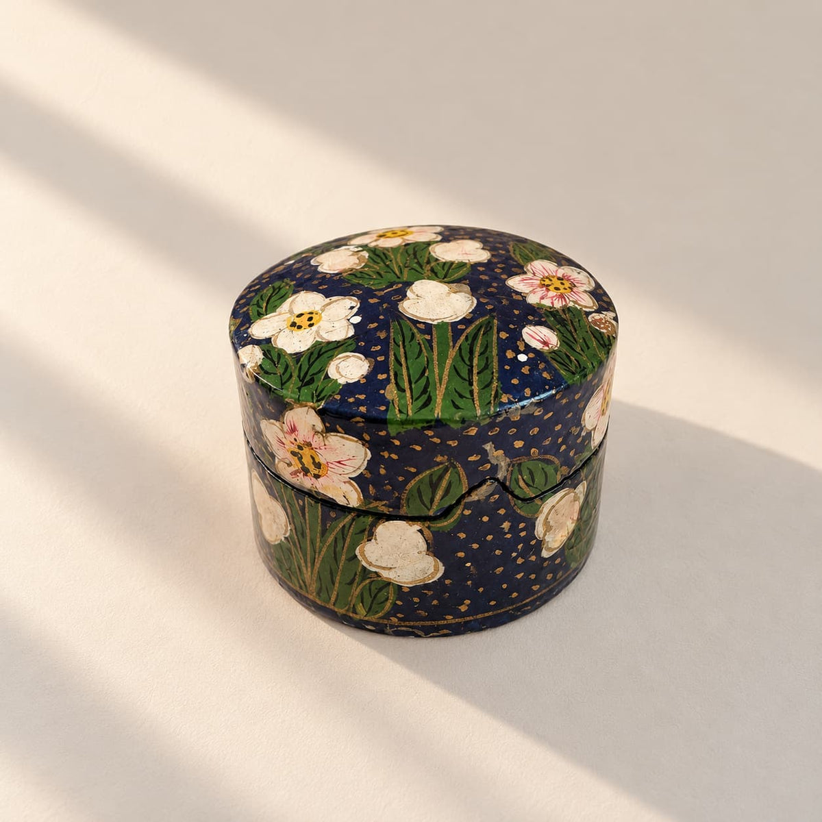 Lucky Find: Mini Papier-Mâché Trinket Box, Navy Floral