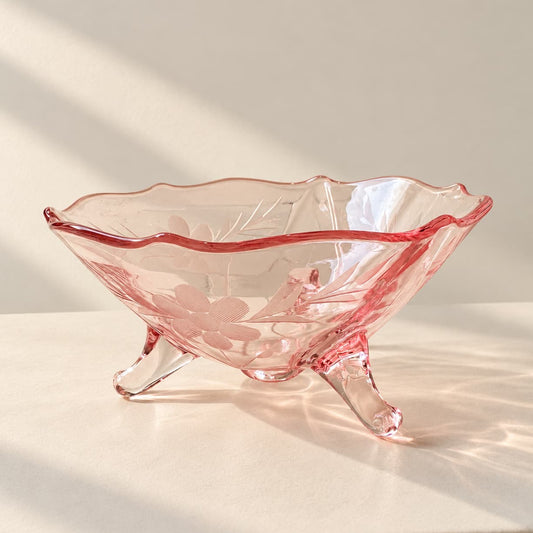 Lucky Find: Vintage Etched Pink Glass Bowl