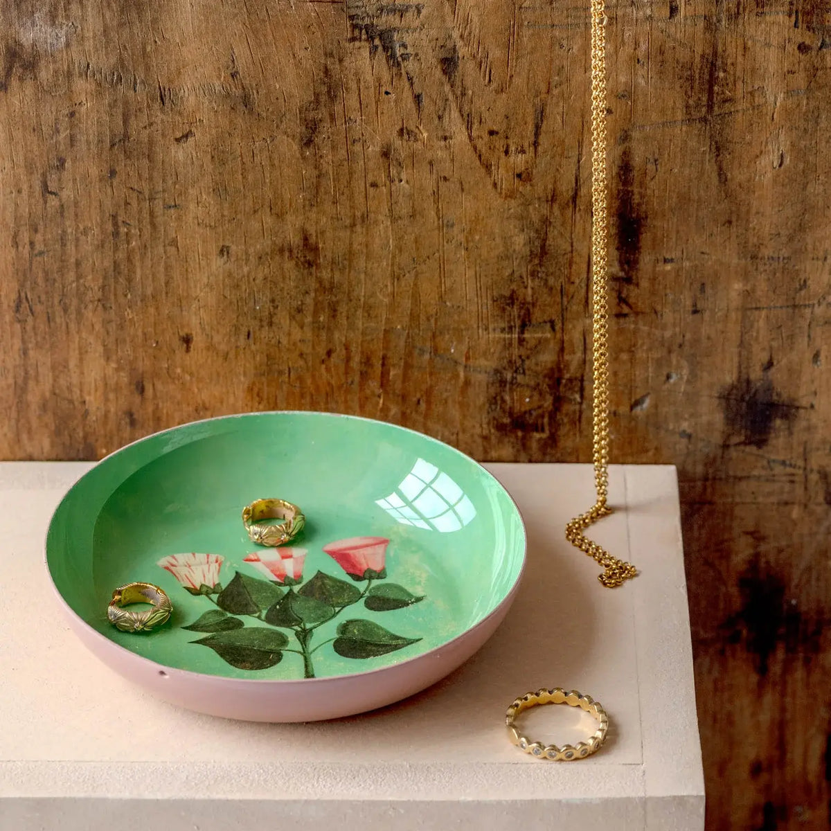 Small Enamel Tray, Vintage Florals