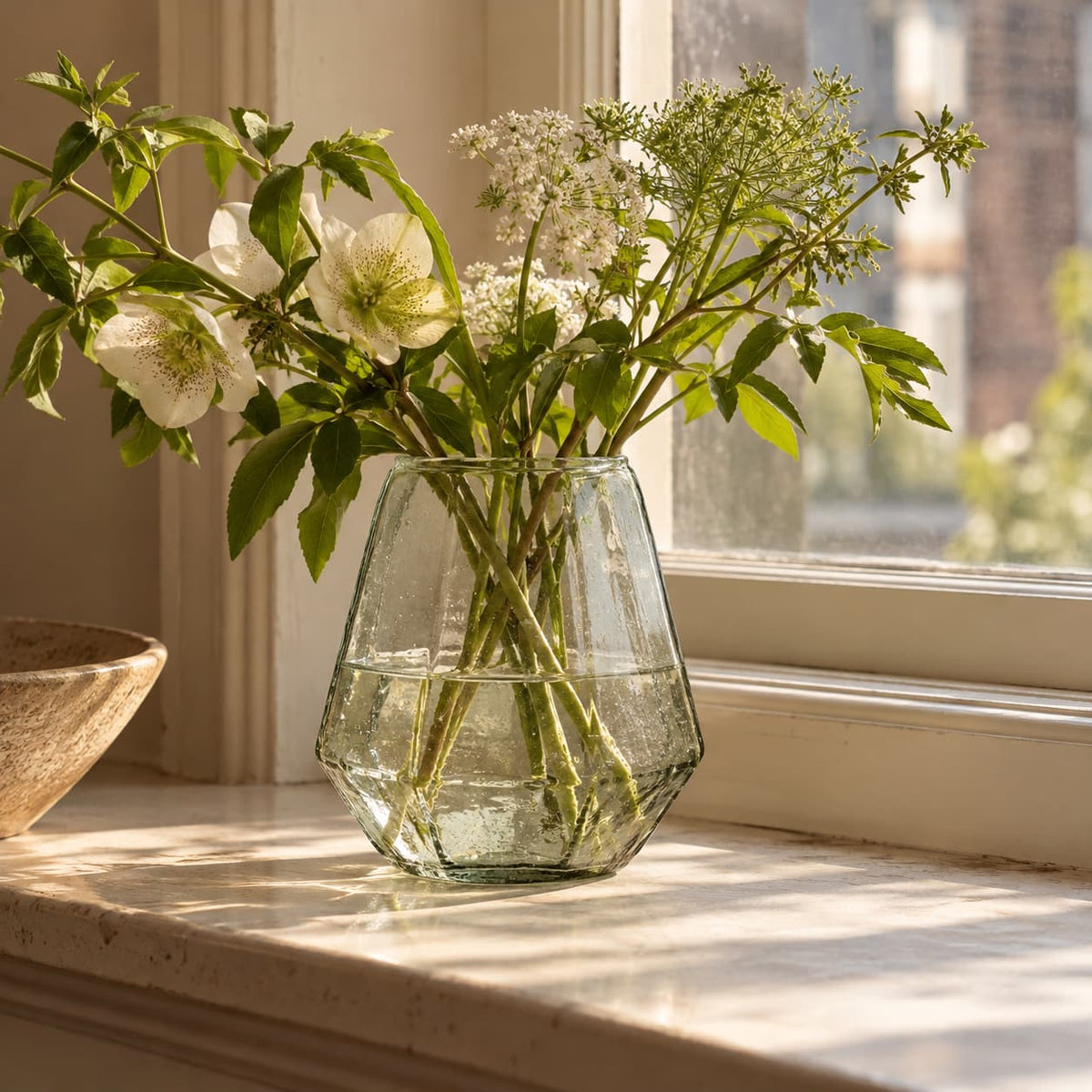 Faceted Blown Glass Vase