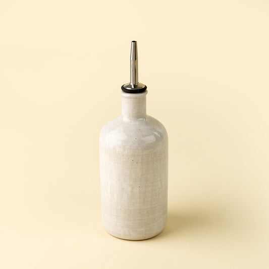 Stoneware Vinegar Cruet, Rustic White
