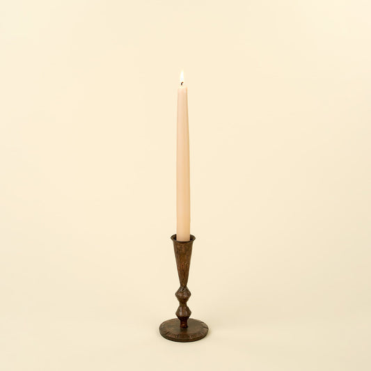 Antique Bronze Zigzag Candlestick, Small