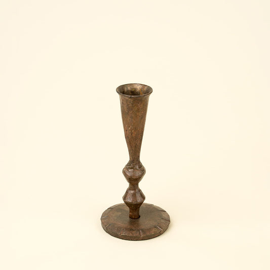 Antique Bronze Zigzag Candlestick, Small