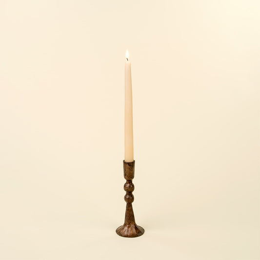 Antique Bronze Flared Candlestick, Small