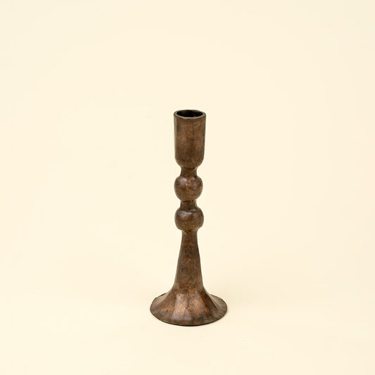 Antique Bronze Flared Candlestick, Small