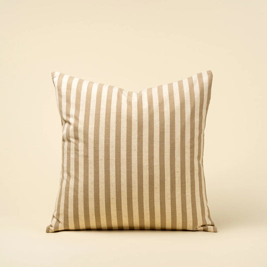 Beige Narrow Stripe Throw Pillow - Petite Thuet & Co.