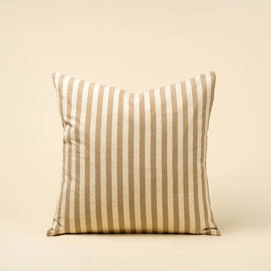 Beige Narrow Stripe Throw Pillow