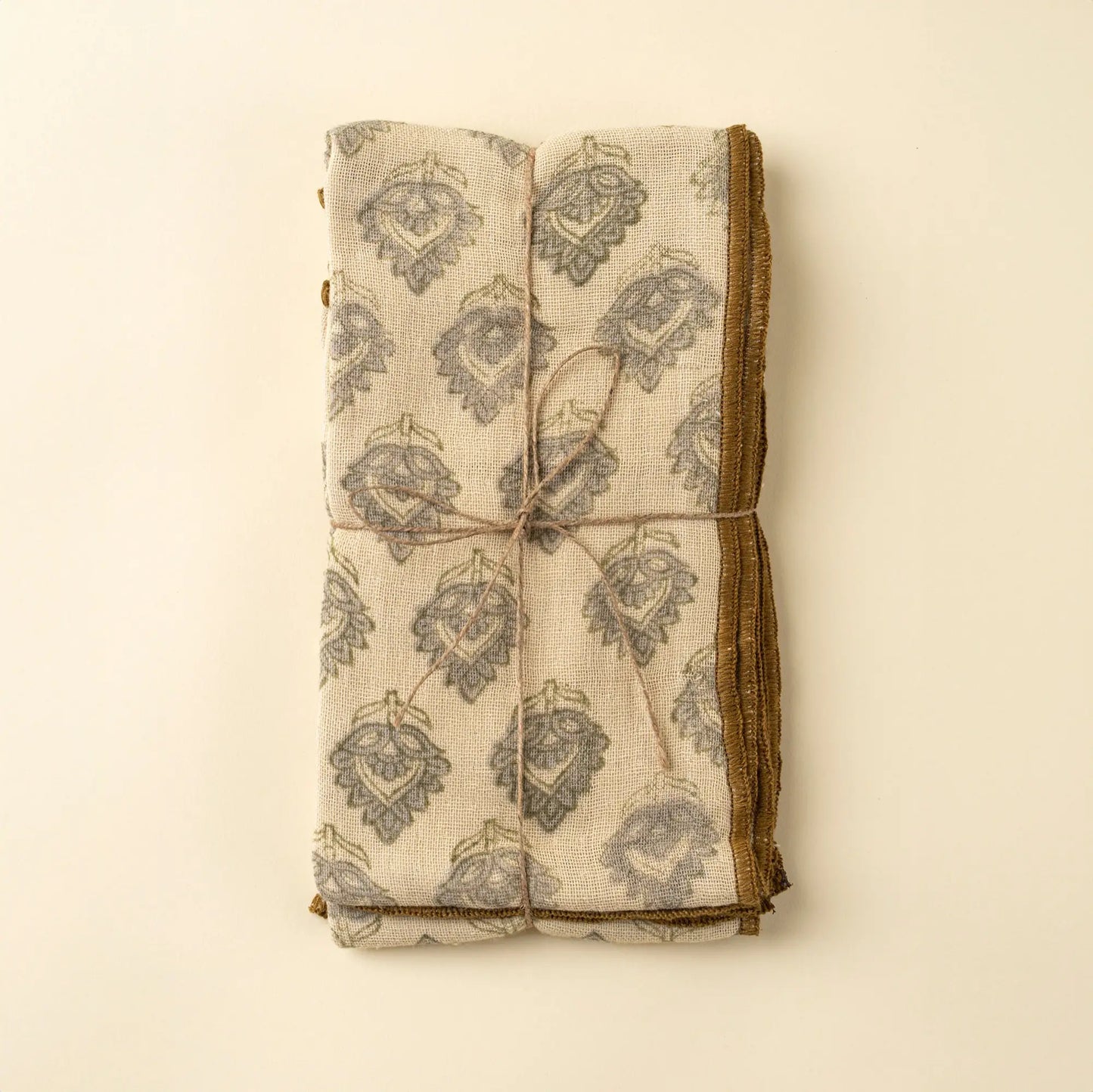 Grey Lotus Flower Block Print Tea Towels – Set of 2
