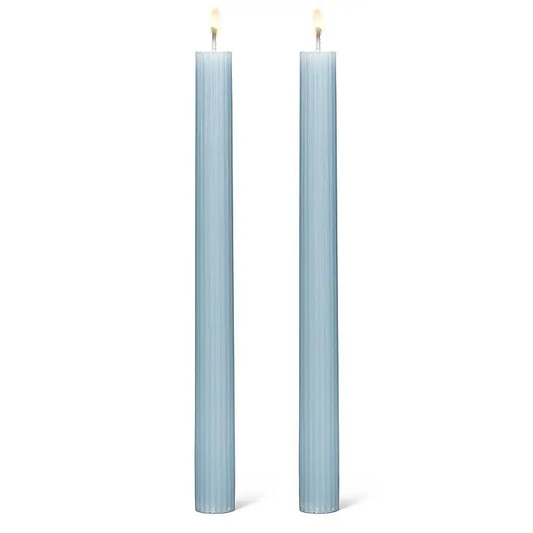 Pale Blue Ridged Taper Candle