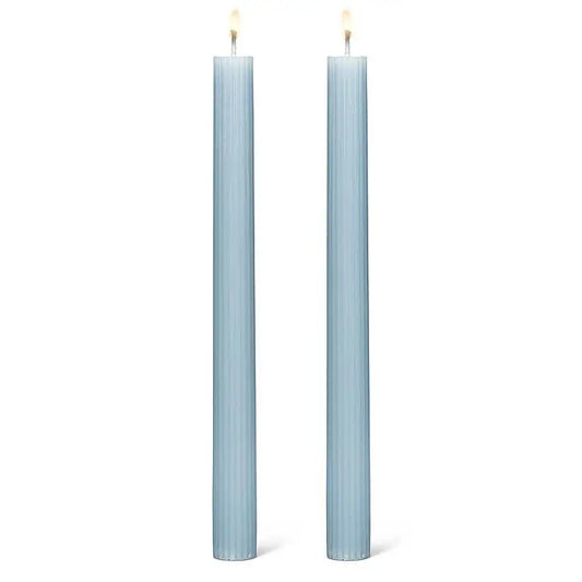 Pale Blue Ridged Taper Candle