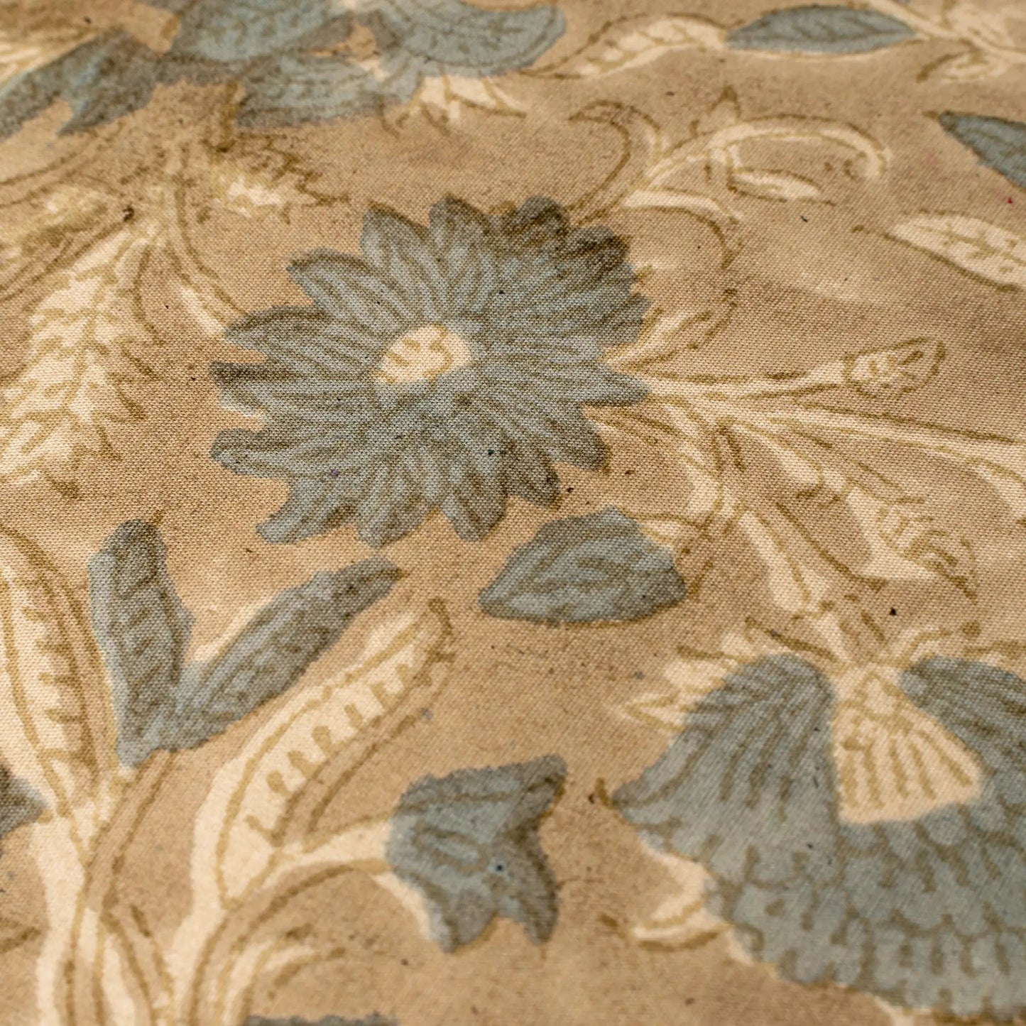 Blue & Sand Botanical Block Print Pillow - Petite Thuet & Co.