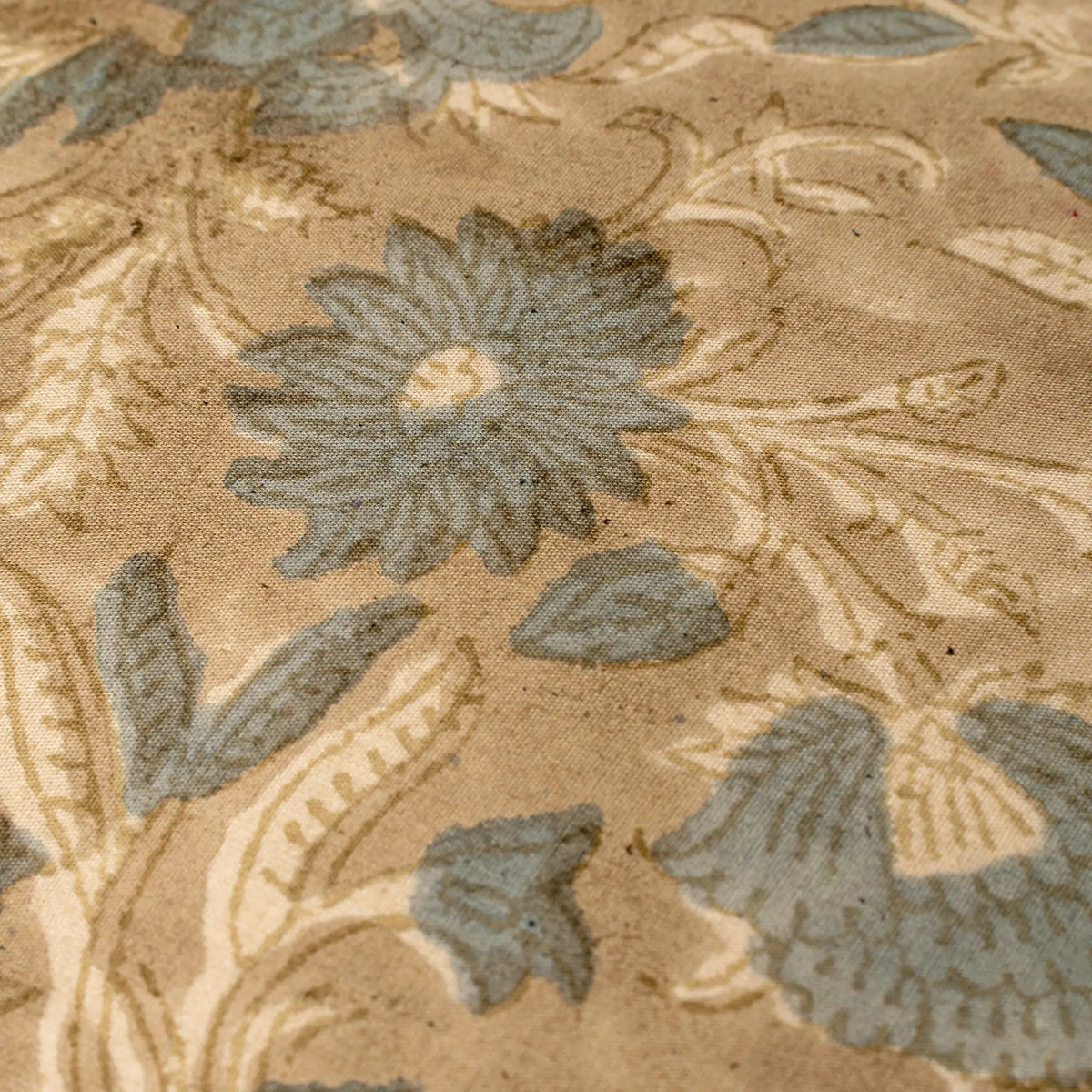 Blue & Sand Botanical Block Print Pillow - Petite Thuet & Co.