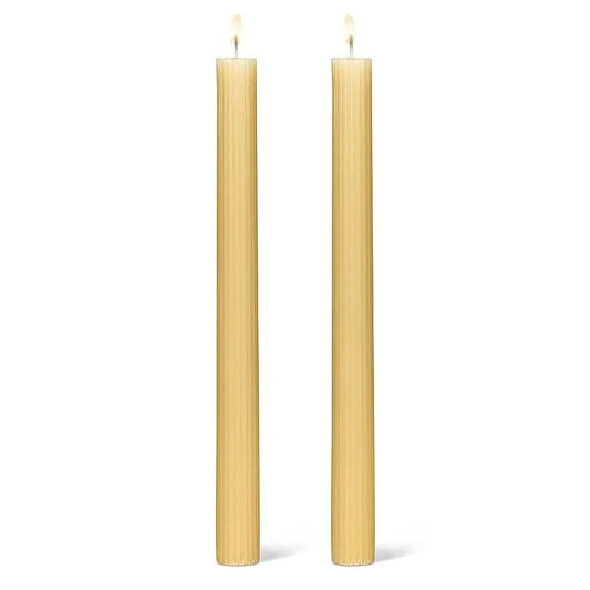 Butter Yellow Ridged Taper Candle