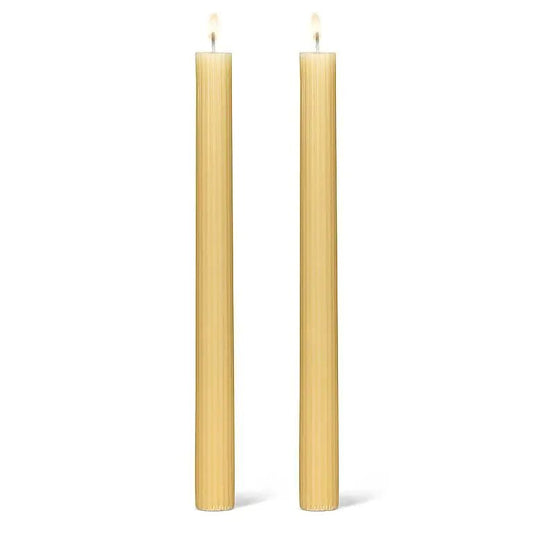 Butter Yellow Ridged Taper Candle - Petite Thuet & Co.
