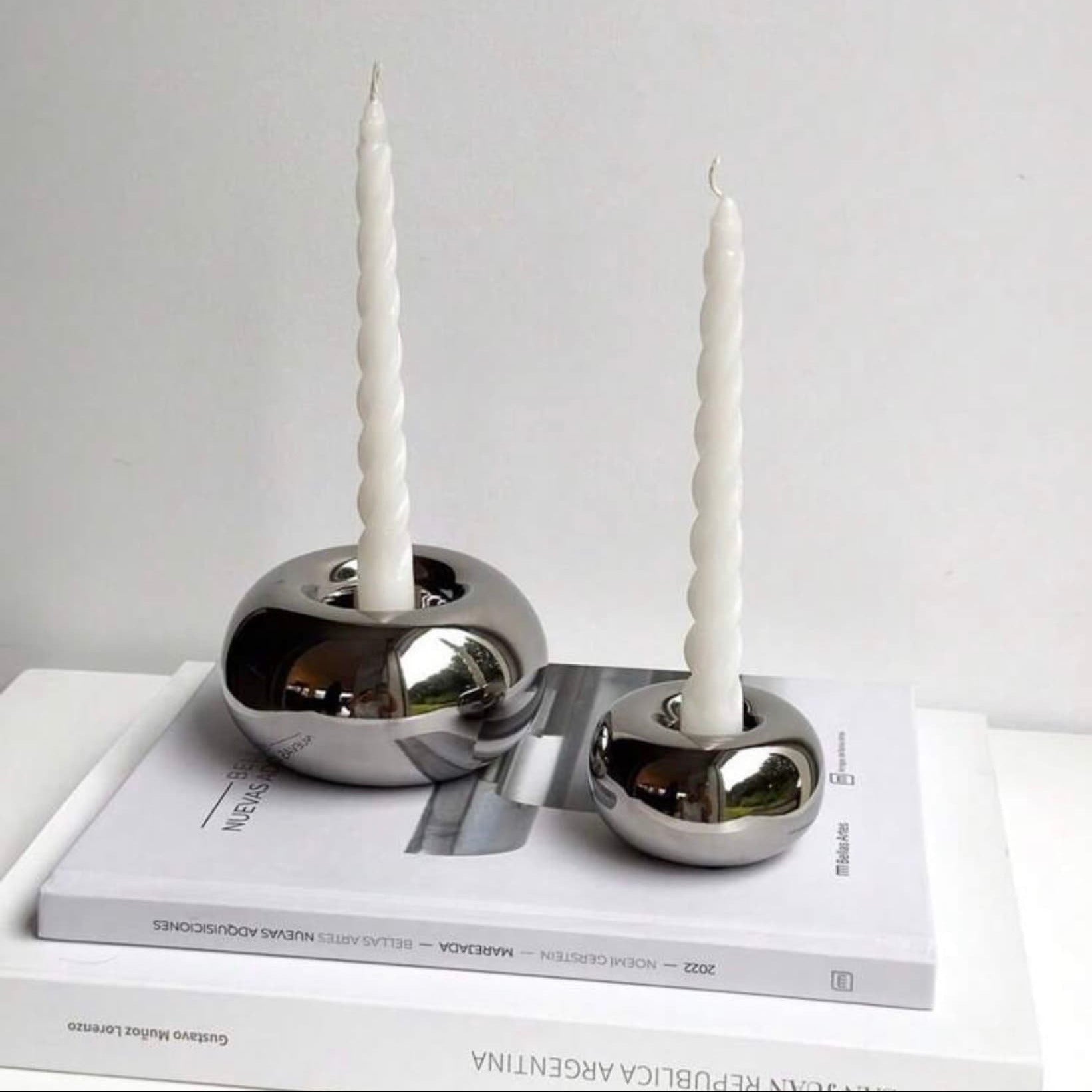 Chrome Orb Taper Candle Holder - Petite Thuet & Co.