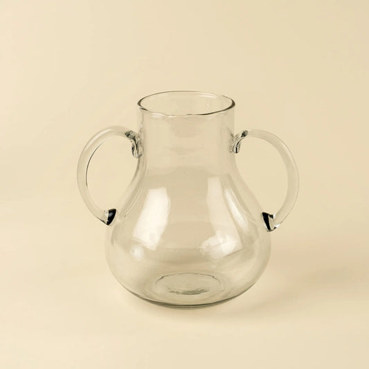 Clear Glass Urn Vase with Handles – Large