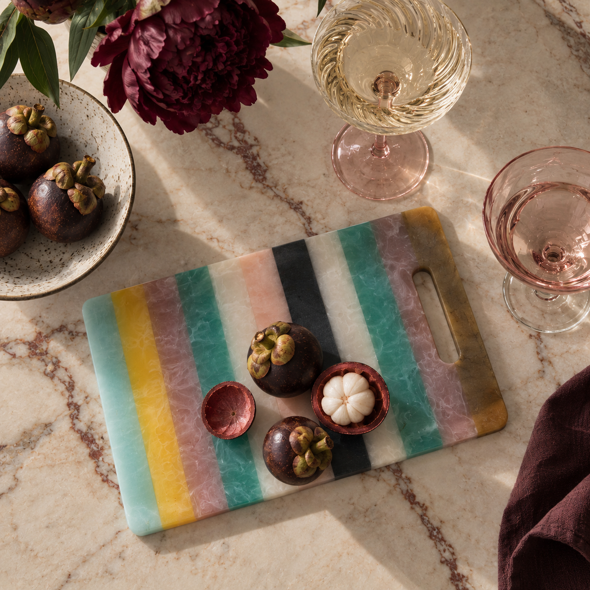 Colourful Resin Striped Serving Board