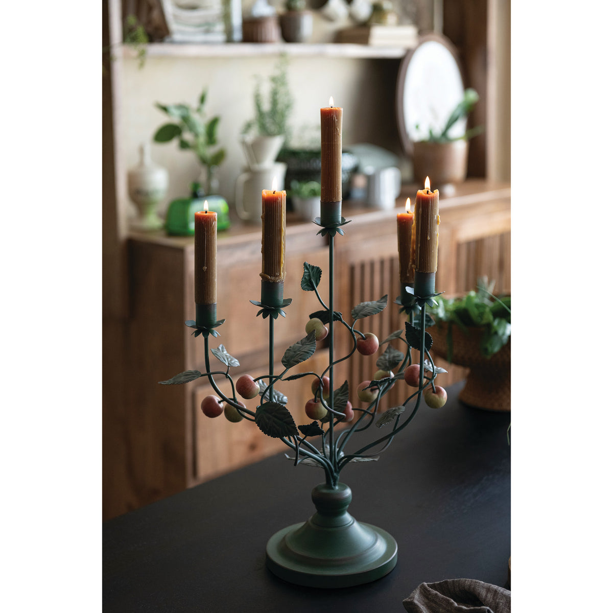 Hand-Painted Crabapple Candelabra