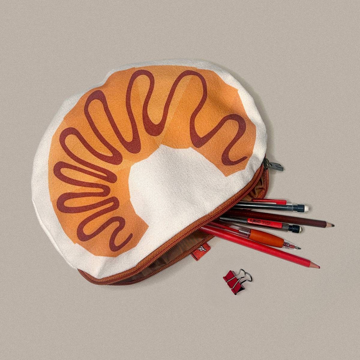 Croissant Canvas Zipper Pouch & Pencil Case - Petite Thuet & Co.