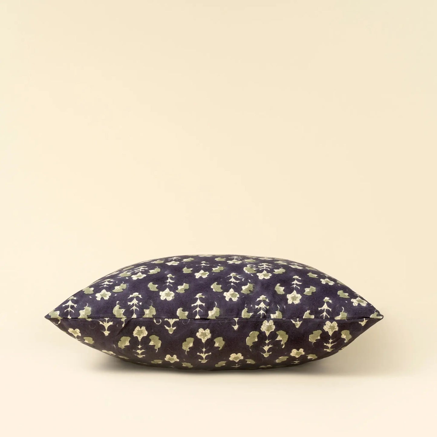 Midnight Blue Floral Block Print Pillow