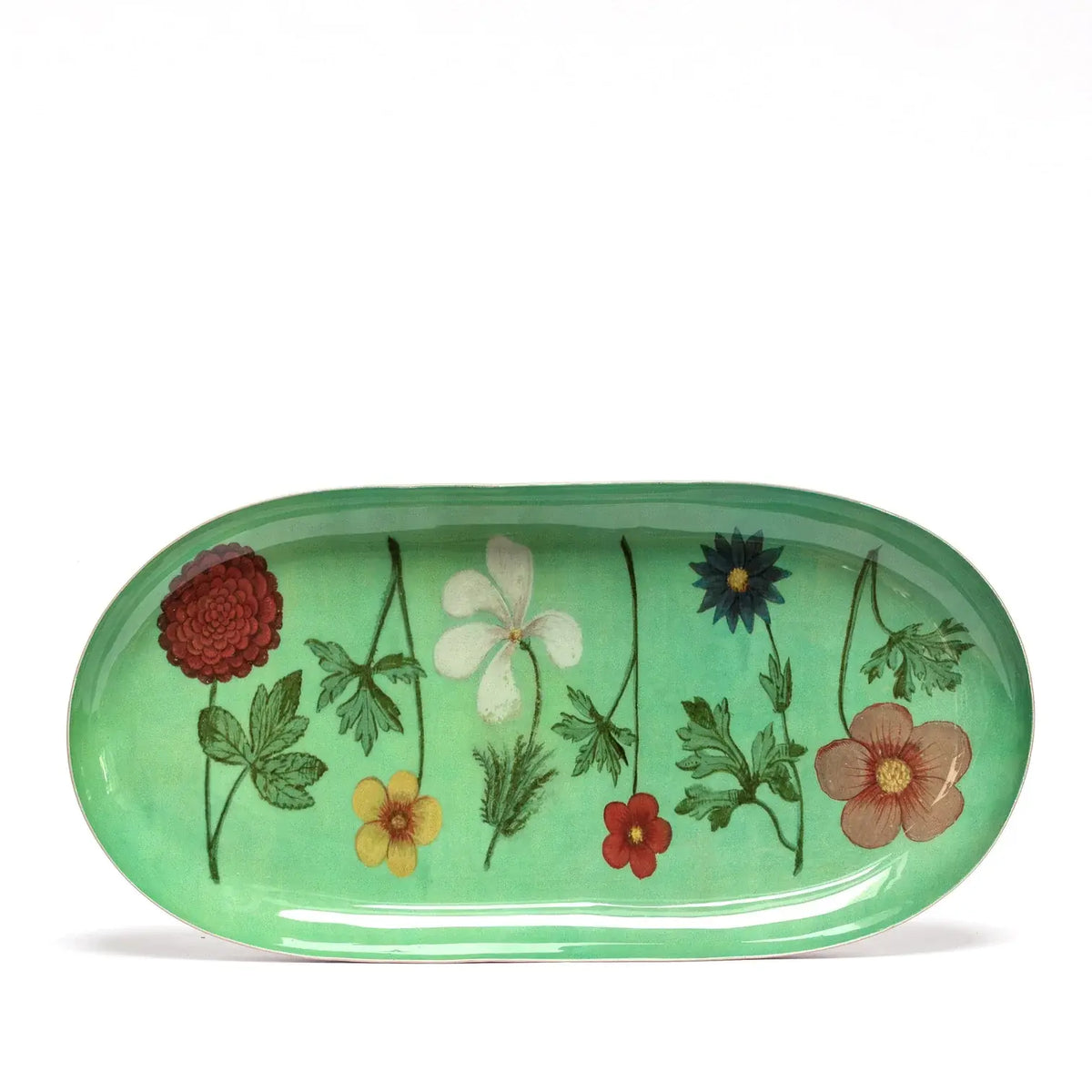 Oval Enamel Tray, Vintage Florals