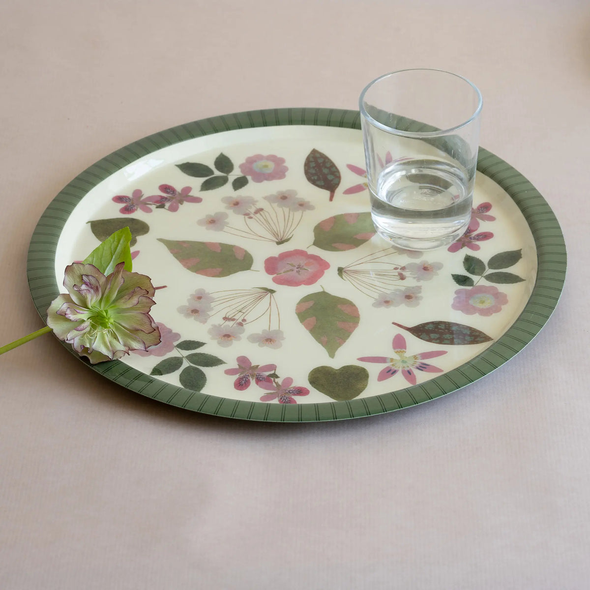 Large Enamel Tray, Pressed Flowers