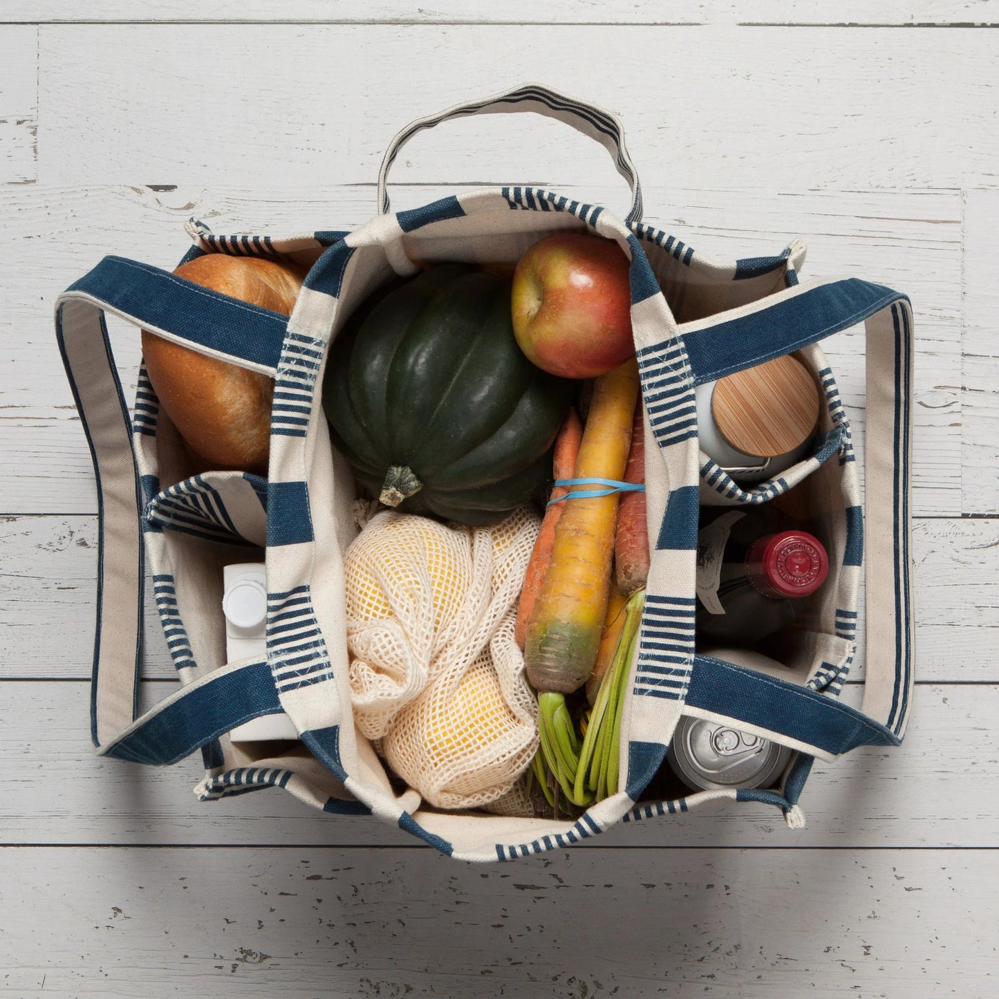 Essential Tote – Navy Stripe - Petite Thuet & Co.