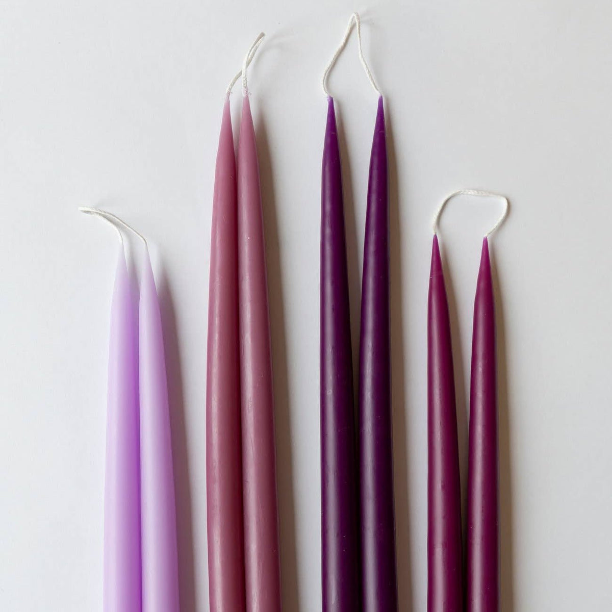 European Taper Candle Pair 14", Dark Heather - Petite Thuet & Co.