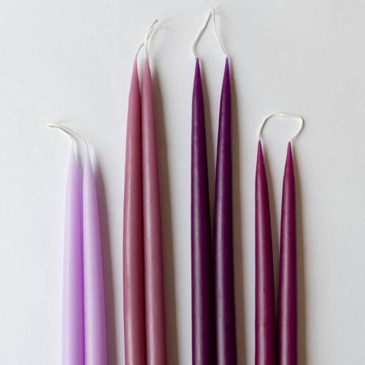 European Taper Candle Pair 14", Dark Heather - Petite Thuet & Co.