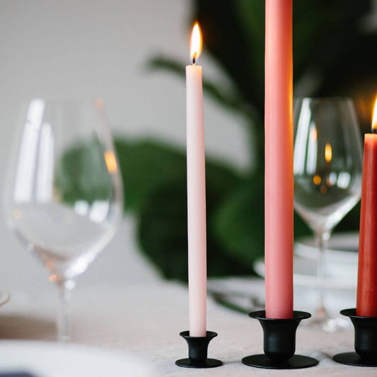 European Taper Candle Pair 14", Dark Pink - Petite Thuet & Co.