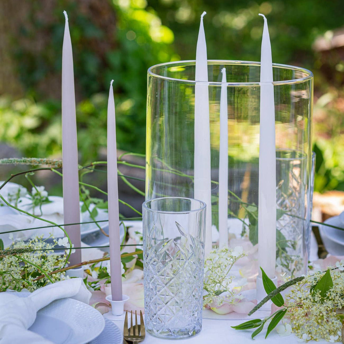 European Taper Candle Pair 14", Off White - Petite Thuet & Co.