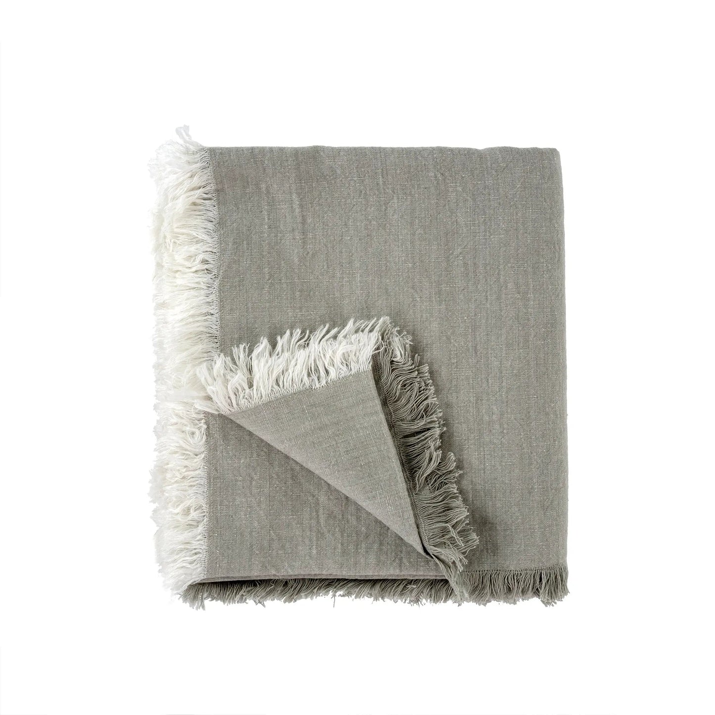 Frayed Edge Linen Tablecloth, Stone Grey - Petite Thuet & Co.