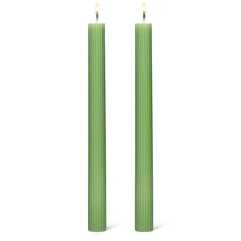 Green Ridged Taper Candle