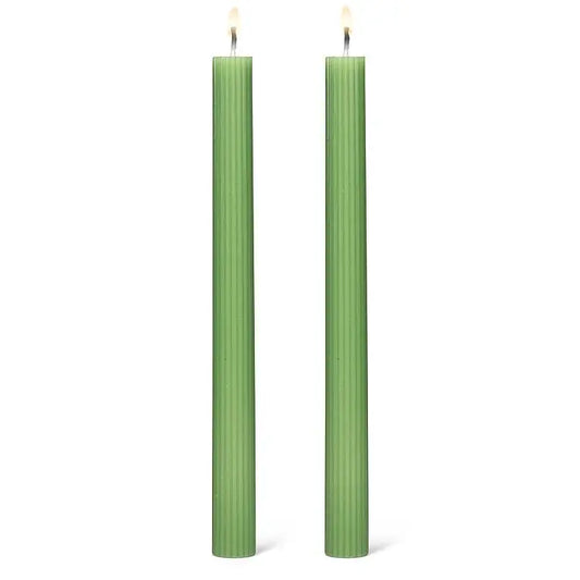 Green Ridged Taper Candle