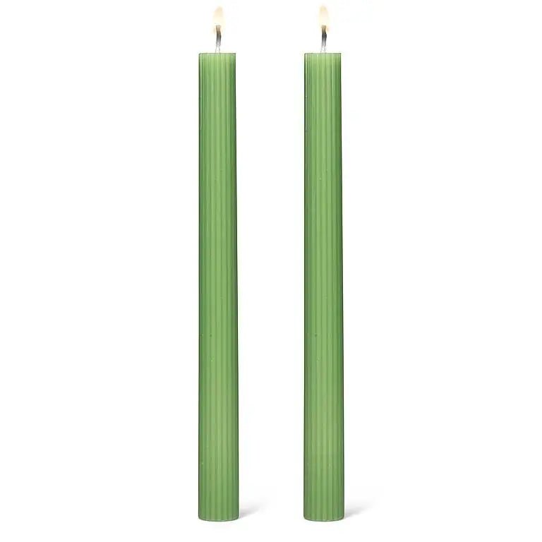 Green Ridged Taper Candle - Petite Thuet & Co.
