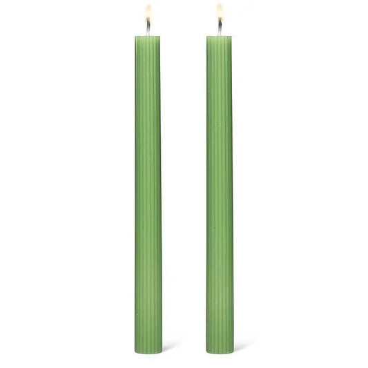 Green Ridged Taper Candle - Petite Thuet & Co.